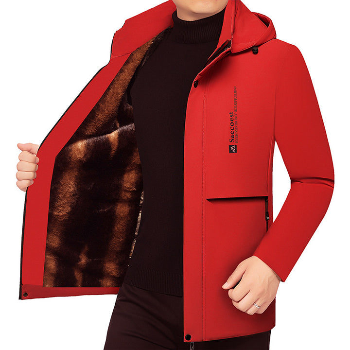 Men's padded stand-up collar jacket with water-repellent surface and zippered pockets Mune Fashion