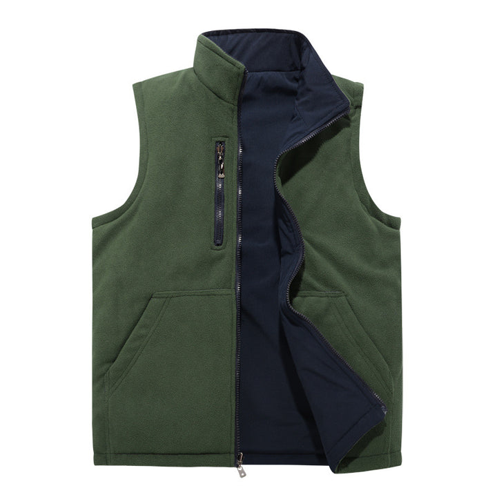 Men's Windproof Softshell Vest with high-pile fleece lining, stand-up collar, and concealed side pockets Mune Fashion