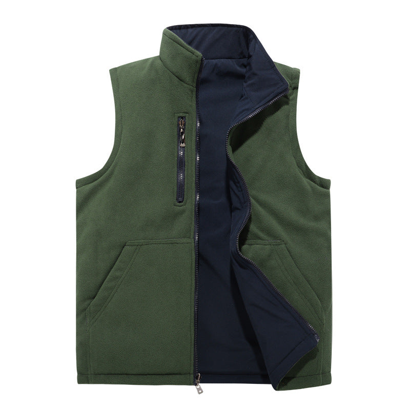 Men's softshell vest with fleece lining, windproof outer layer and high stand-up collar Mune Fashion