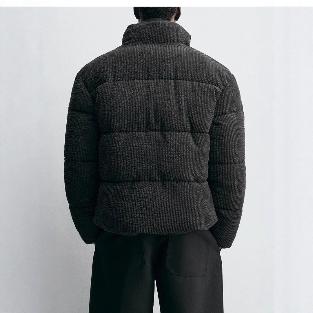 Men's short quilted jacket in cord structure with high stand-up collar Mune Fashion