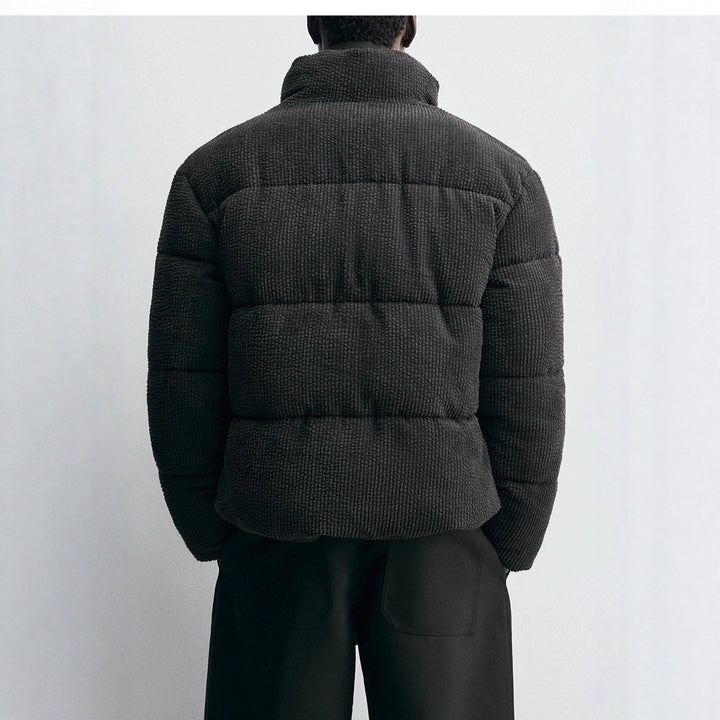 Men's short quilted jacket in cord structure with high stand-up collar Mune Fashion