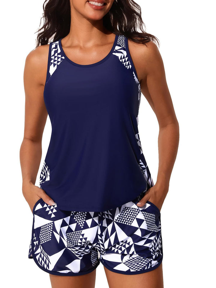Women’s Sporty Tankini Set with High Waist and Floral Pattern Mune Fashion