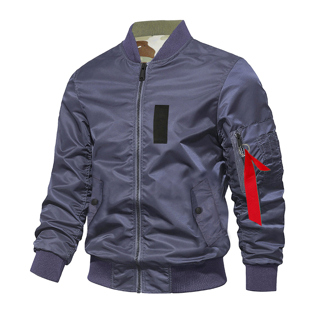 Men's  slim insulated flight-style bomber with zip utility sleeve and angled flap pockets Mune Fashion