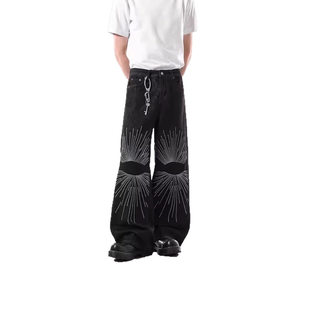 Men's Loose-Fitting Denim Jeans with Unique Graphic Design Mune Fashion