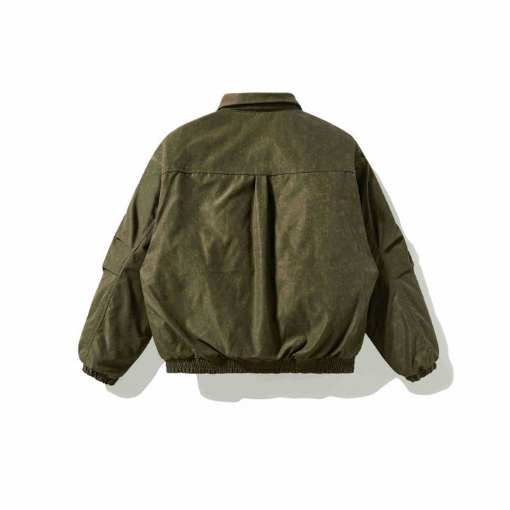 Men's lightly padded canvas field jacket with shirt collar, concealed seam detail appearance, and elastic waistband Mune Fashion