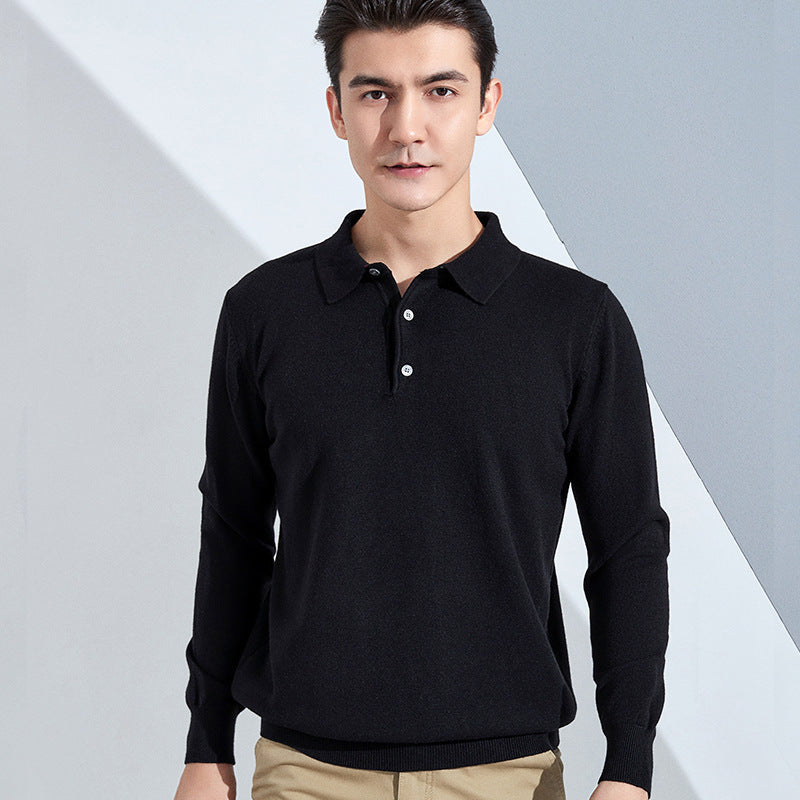 Men's fine long sleeve polo shirt made of fine knit with 3-button placket and slim fit Mune Fashion