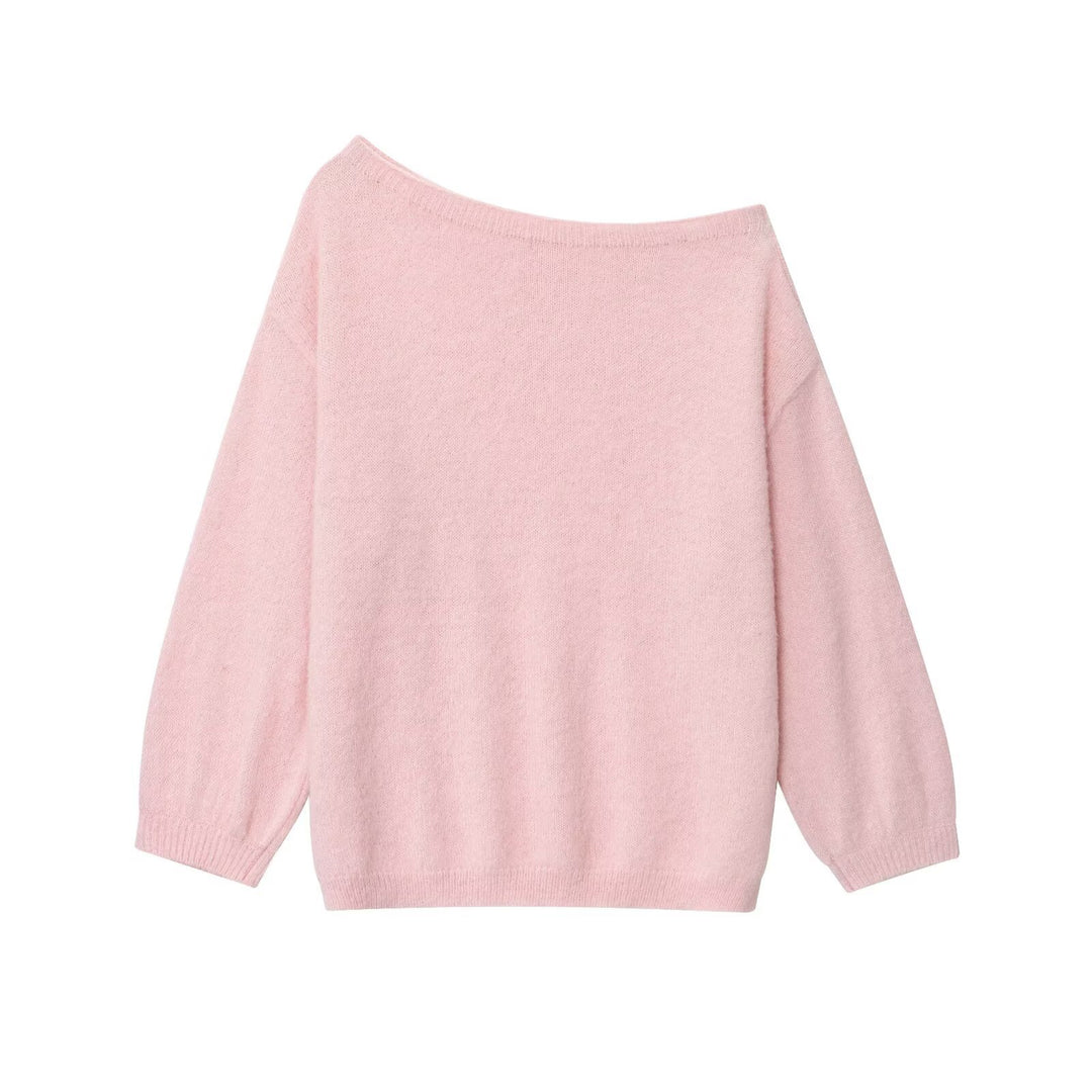 Women's Oversized Knit Sweater with Wide Boat Neck, Raglan Sleeves, and Soft Fluffy Look Mune Fashion