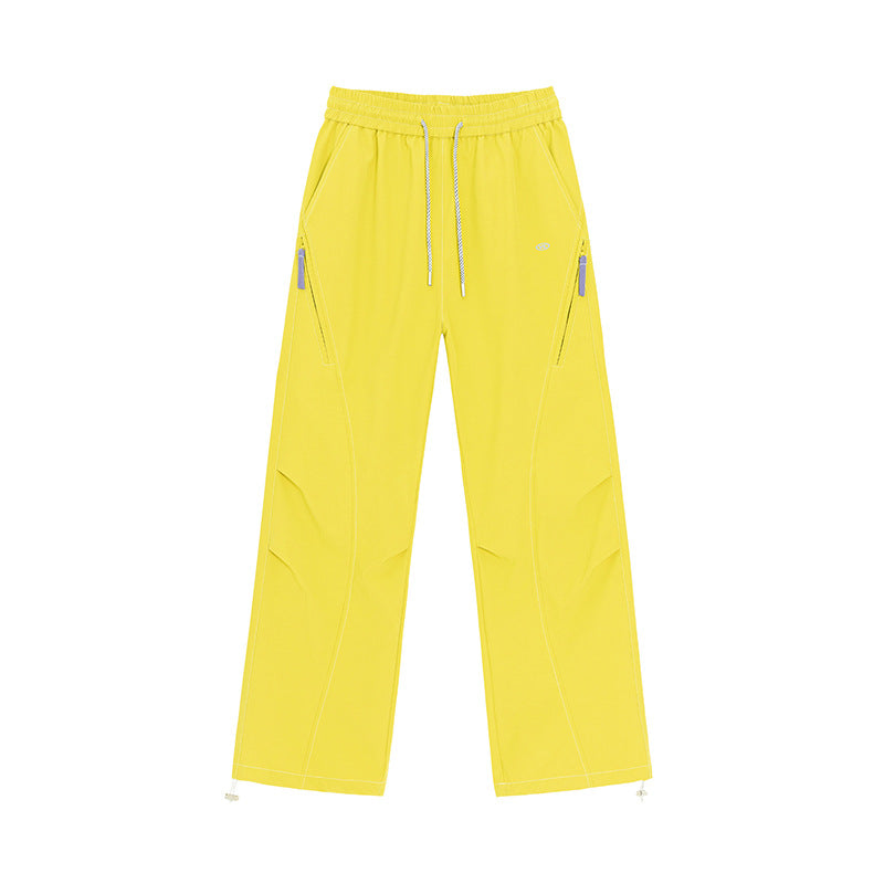 Women's Wide Utility Training Pants with Elastic Waistband, Zipper Pockets & Adjustable Hem Mune Fashion