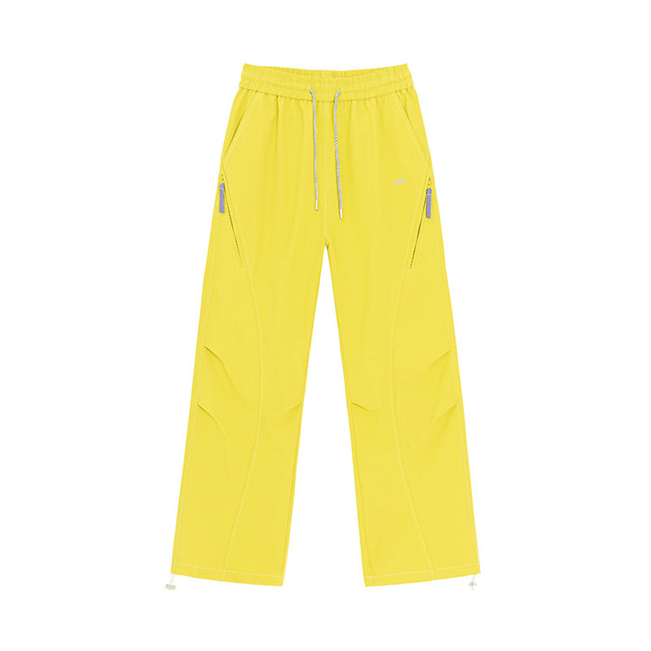 Women's Wide Utility Training Pants with Elastic Waistband, Zipper Pockets & Adjustable Hem Mune Fashion