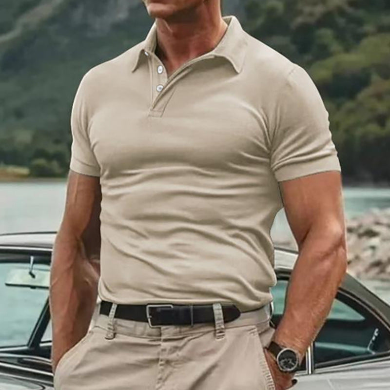 Men's breathable cotton polo shirt short sleeves with classic collar and ribbed cuffs Mune Fashion