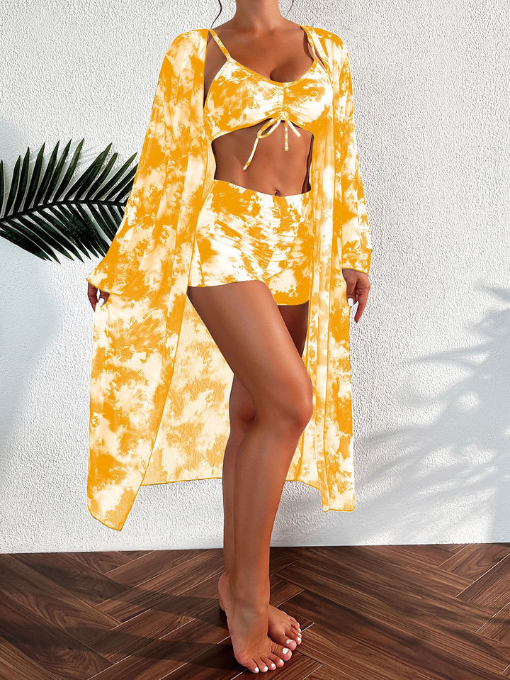 Women's bikini set with短短的höschen and transparent beach kimono Mune Fashion