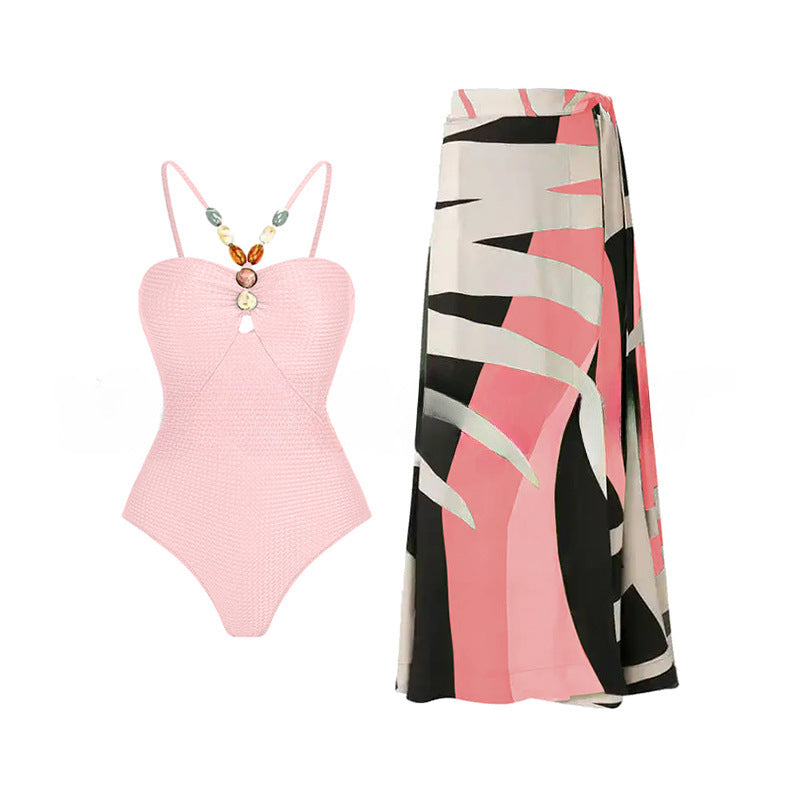 Women's One-Piece Swimsuit with Fashionable Jewelry Details Mune Fashion