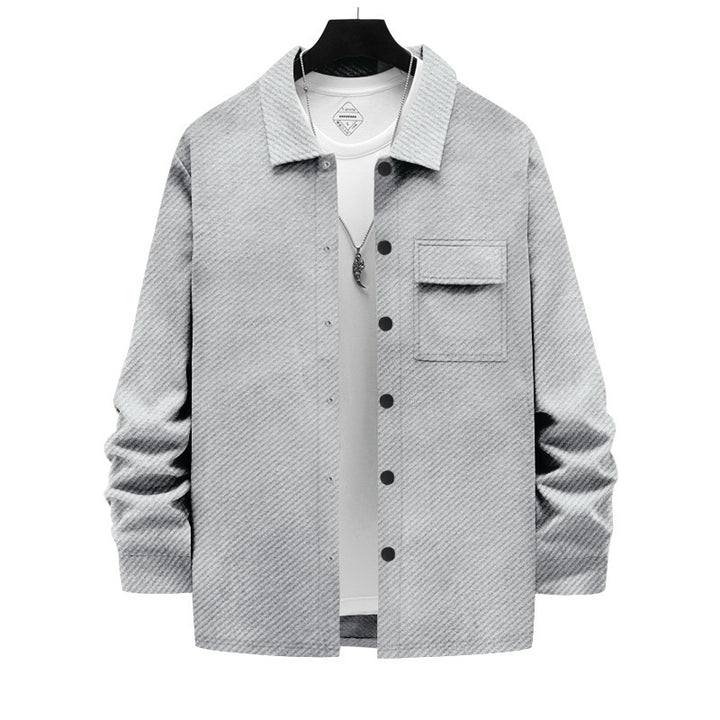 Men's nano structured overshirt jacket with Kent collar snap button placket and patch breast pocket Mune Fashion
