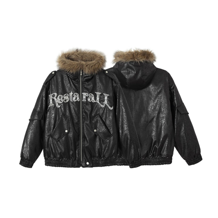 Men's Padded Oversized Bomber with Faux Fur Collar and Utility Pockets Mune Fashion