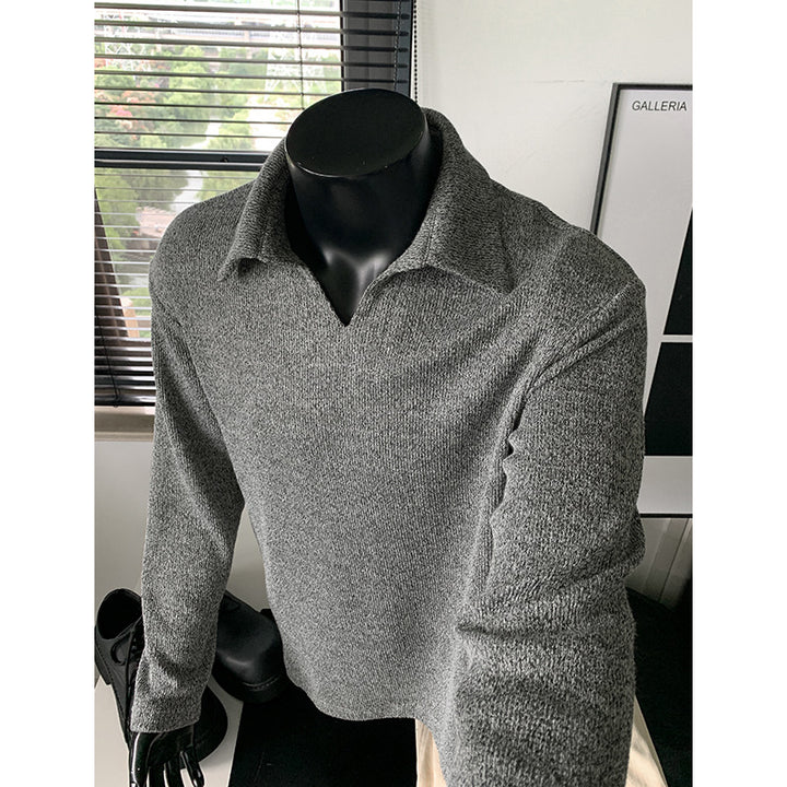 Men's fine-knit polo sweater with open lapel collar and light structure Mune Fashion
