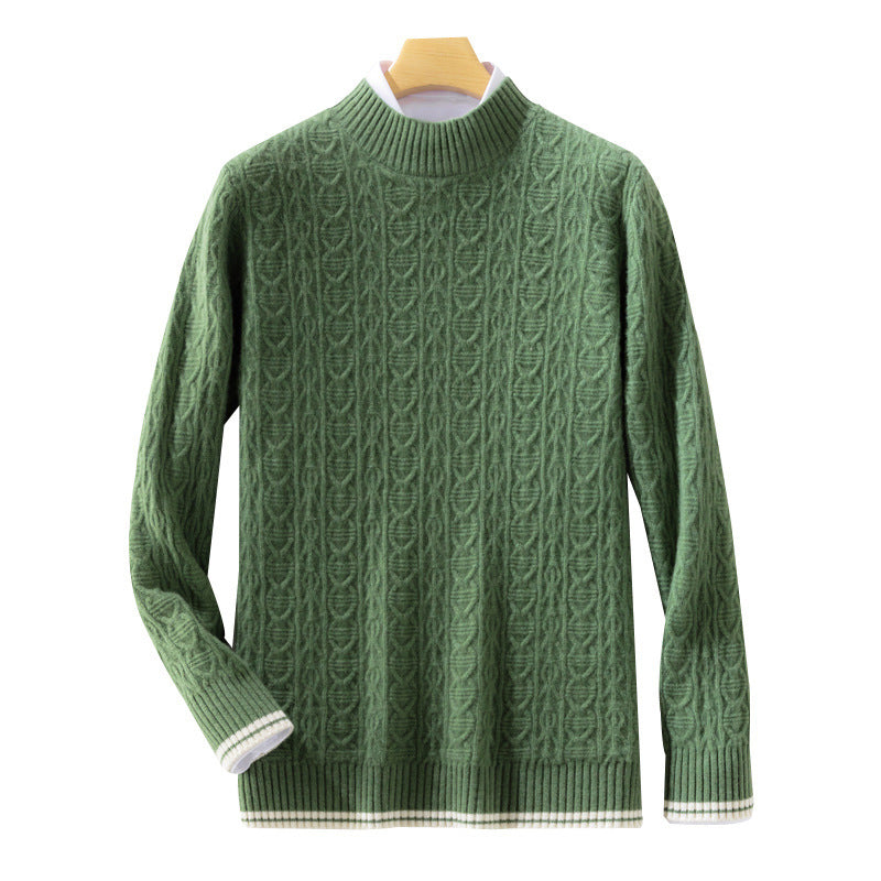 Women fine-knit pullover with cable pattern, short stand-up collar and ribbed finishes Mune Fashion