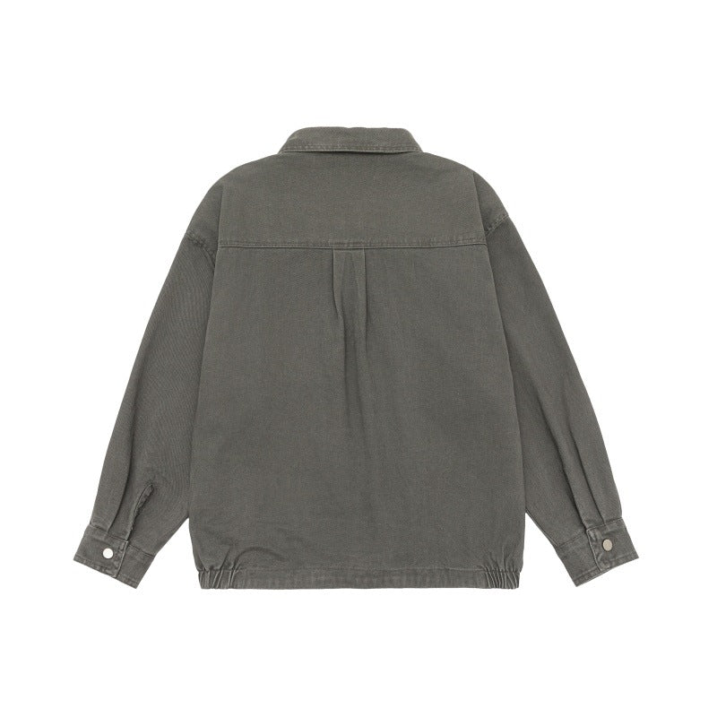 Unisex Oversize Workwear-Bomber Jacket with Snap Front and Elastic Waist Mune Fashion