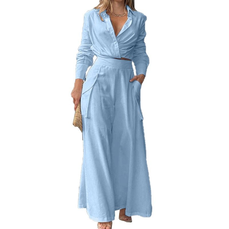 Women's Wide Palazzo Pants with Extra Wide Leg, High Waist and Side Pockets Mune Fashion