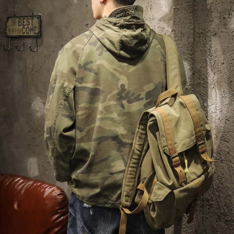 Men's Hooded Anorak with Half Zip, Kangaroo Pocket and Drawstring Hem Mune Fashion