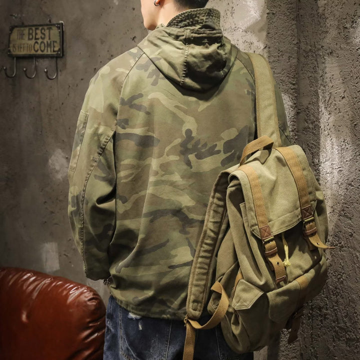 Men's Hooded Anorak with Half Zip, Kangaroo Pocket and Drawstring Hem Mune Fashion