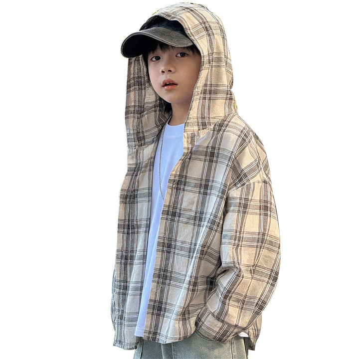 Children Checked Shirt Jacket Mune Fashion