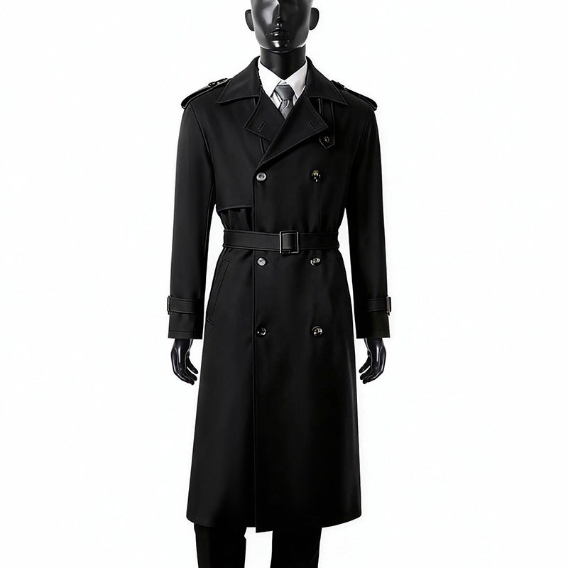 Men's Timeless Double-Breasted Trench Coat with Waist Belt, Shoulder Epaulettes and Cuff Straps Mune Fashion