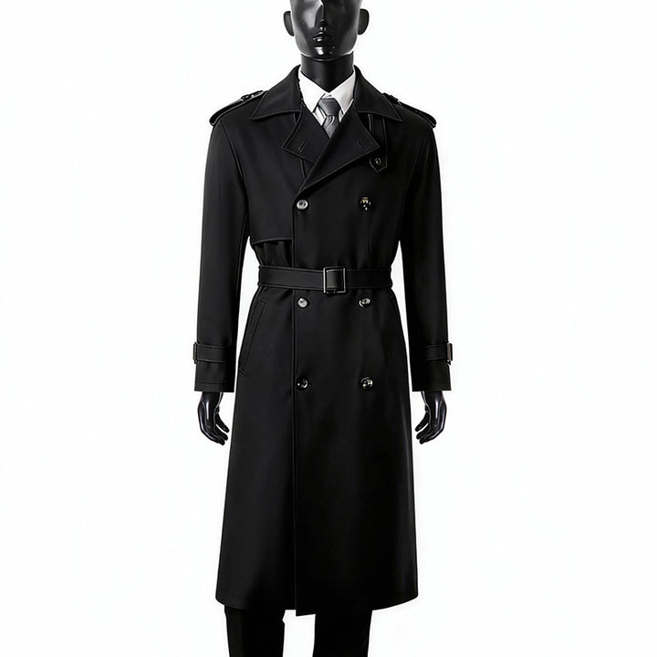 Men's Timeless Double-Breasted Trench Coat with Waist Belt, Shoulder Epaulettes and Cuff Straps Mune Fashion