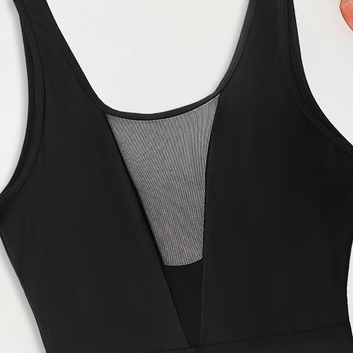 Women High-neck Monokini with Transparent Mesh Details Mune Fashion