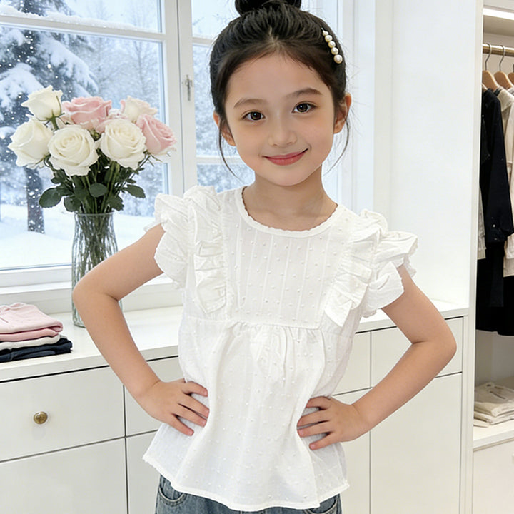 Girls fashionable blouse with ruffles and polka dot pattern Mune Fashion