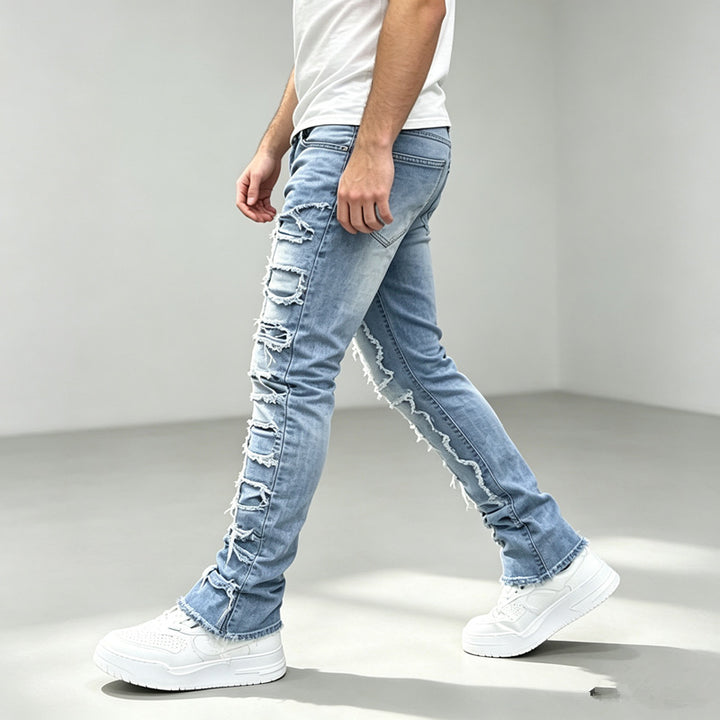 Men's Fashion Ripped Jeans with Creative Destroyed Details Mune Fashion