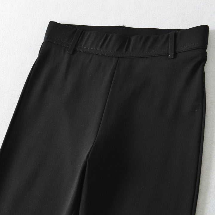 Women's high-waisted capri stretch pants with a slim silhouette and leg slit Mune Fashion