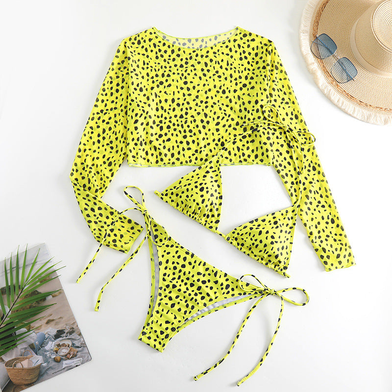 Women's bikini set with long-sleeved mesh top and fashionable details Mune Fashion
