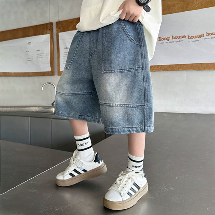 Boys casual denim shorts with large pockets Mune Fashion
