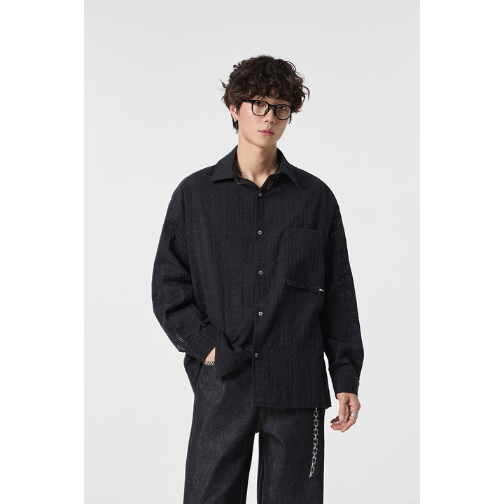 Men's Oversized Cotton-Linen Gauze Shirt with Chest Pocket and Kent Collar Mune Fashion