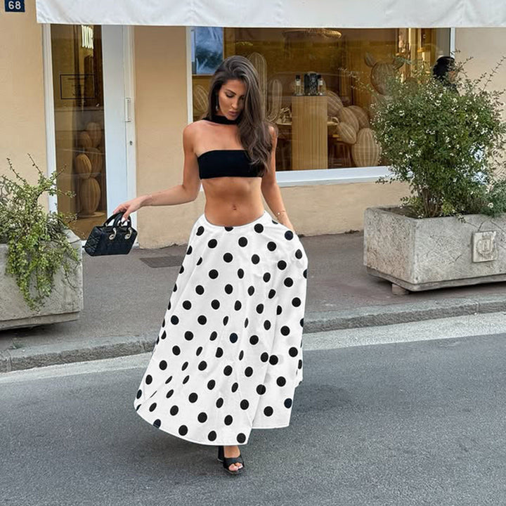 Women nan flared midi skirt with delicate lace waistband, tailored yoke and lightweight linen drape Mune Fashion