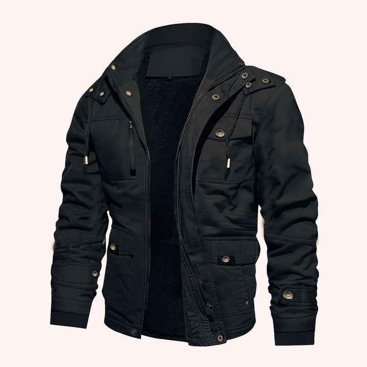 Men's padded utility field jacket with hood and teddy lining Mune Fashion