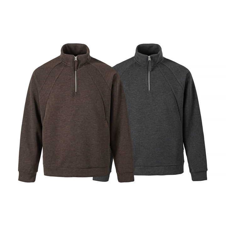 Unisex Half-Zip Oversize Sweatshirt with Stand Collar and Raglan Sleeves Mune Fashion
