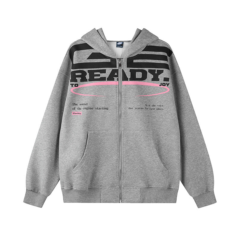 Women's hooded sweatshirt jacket with full zip, oversized cut and statement front print Mune Fashion