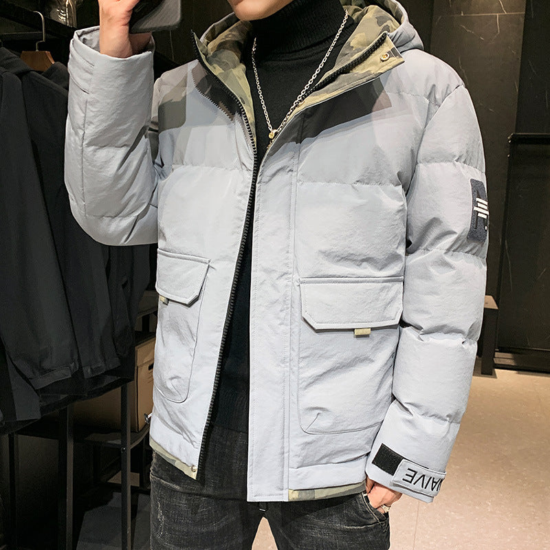 Men's quilted hooded jacket with flap pockets and adjustable Velcro cuffs Mune Fashion