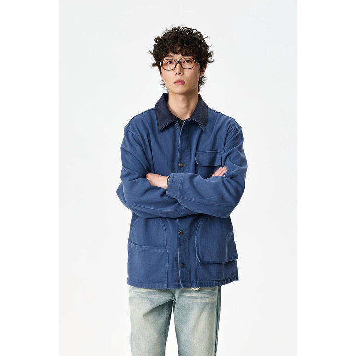 Unisex Tailored Canvas Chore Jacket with Cord Collar and Patch Pockets Mune Fashion