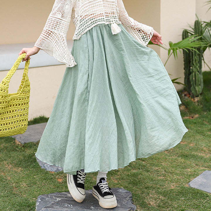 Women's flowing midi maxi skirt with elasticated waistband and elegant circle shape Mune Fashion
