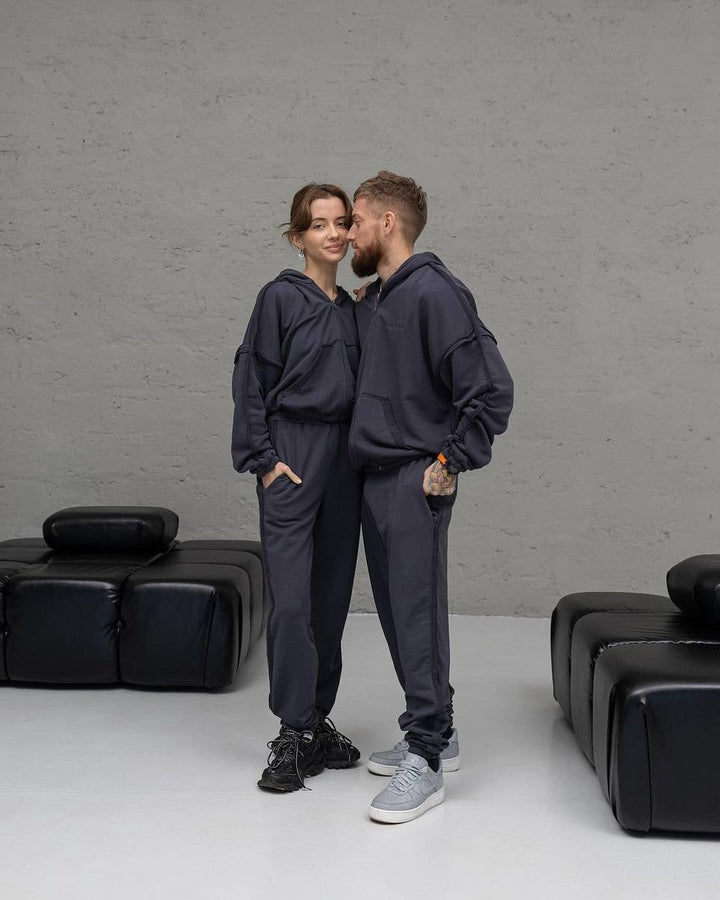 Unisex Oversize Hoodie Set made of soft fleece with zipper and joggers Mune Fashion