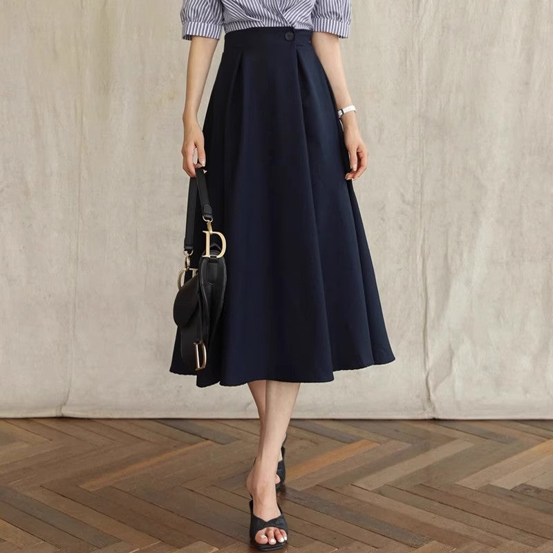 Women Elegant A-Line Midi Skirt Mune Fashion