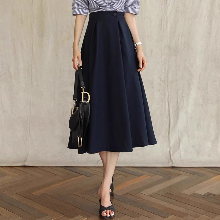 Women Elegant A-Line Midi Skirt Mune Fashion