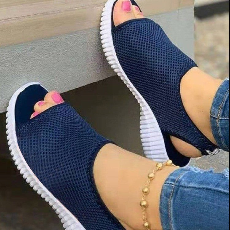 Ladies' breathable mesh sandals with open toe and flexible heel strap Mune Fashion