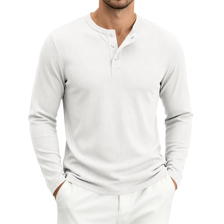 Men's Henley Long Sleeve Shirt made of soft waffle jersey with slight stretch and flat button placket Mune Fashion