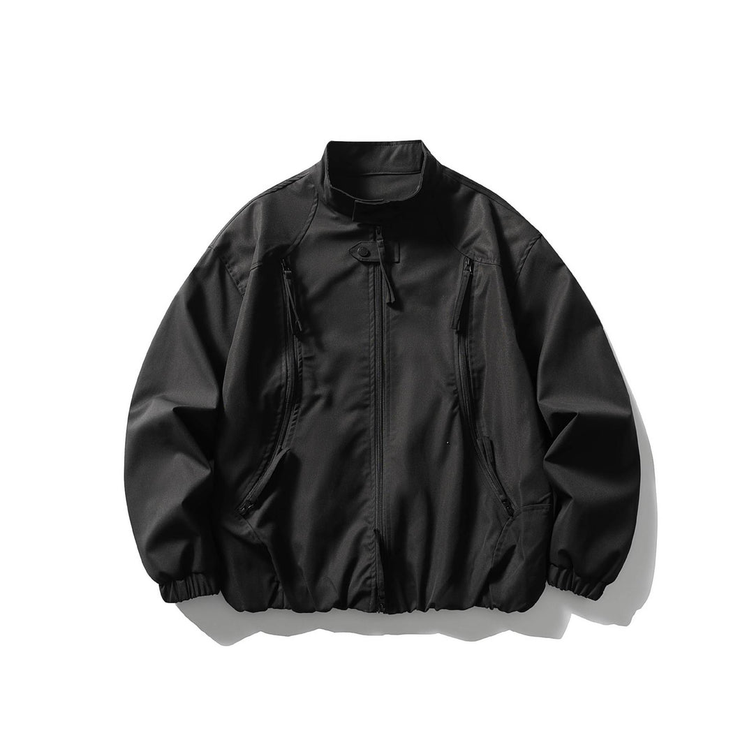 Men's Lightweight Utility Bomber Jacket with Stand-Up Collar Mune Fashion