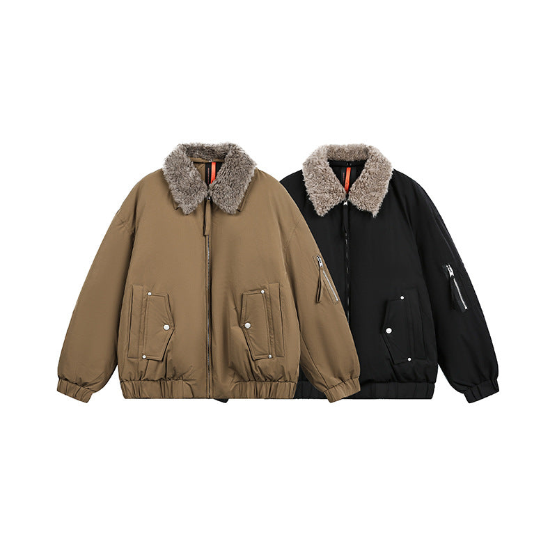 Men's Lined Bomber Jacket with Teddy Collar and Utility Pockets Mune Fashion