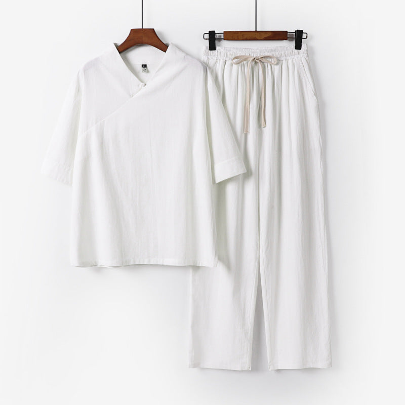 Unisex Lightweight Kimono Loungewear Set with V-Neck and Drawstring Pants Mune Fashion