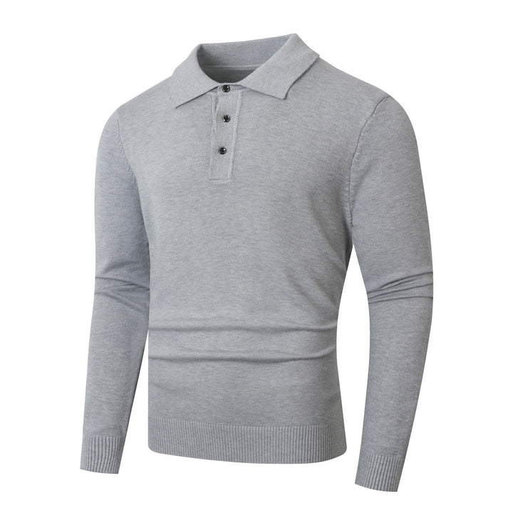 Men's fine knit polo shirt with long sleeves and three-button placket Mune Fashion